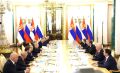 В Большом Кремлёвском дворце Президент Российской Федерации Владимир Путин встретился с Президентом Республики Сербии Александром Вучичем, принимающим участие в торжественных мероприятиях по случаю 80-летия Победы в Великой...