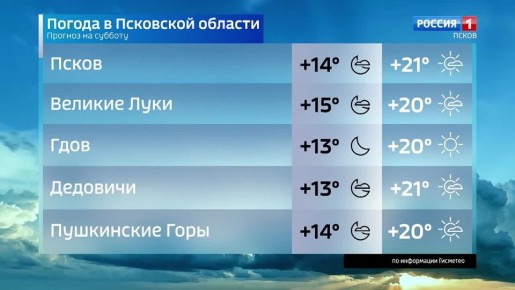 Прогноз погоды в Псковской области на 14 июня