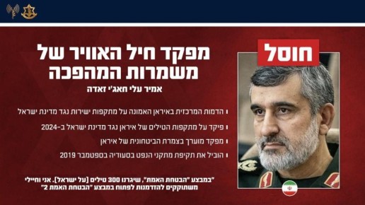 Армия Израиля заявила о ликвидации командующего военно-воздушными силами КСИР Амира Али Гаджизаде