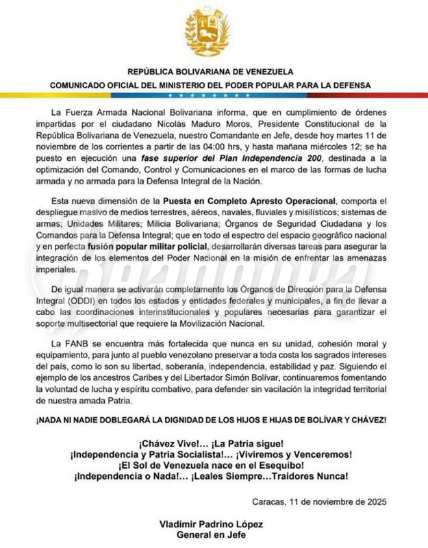 Венесуэла объявила массовую мобилизацию из-за переброски авианосца США на Карибы