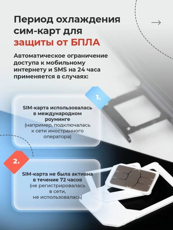 В России введён новый механизм защиты от БПЛА – «период охлаждения» SIM-карт