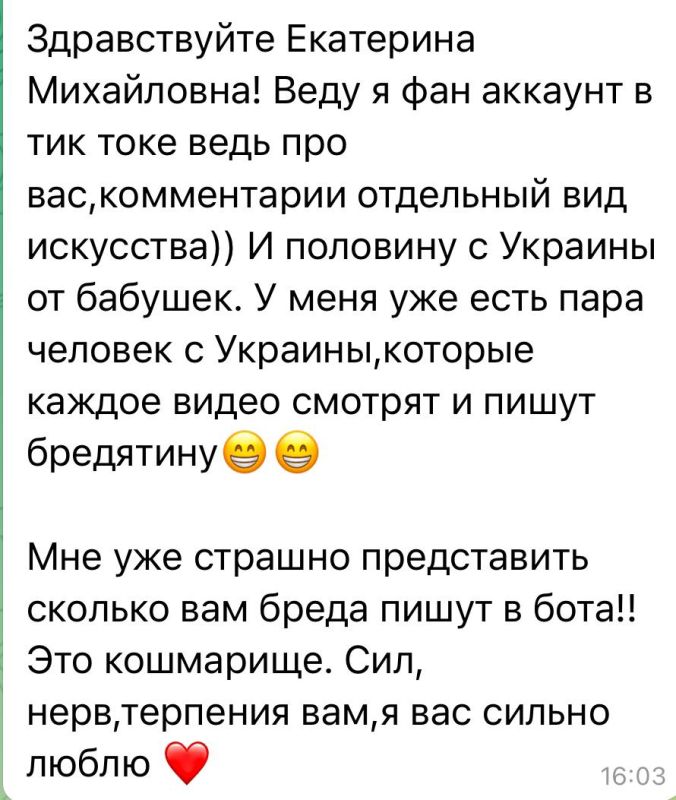 Екатерина Мизулина: Не особо. 90% писем по делу