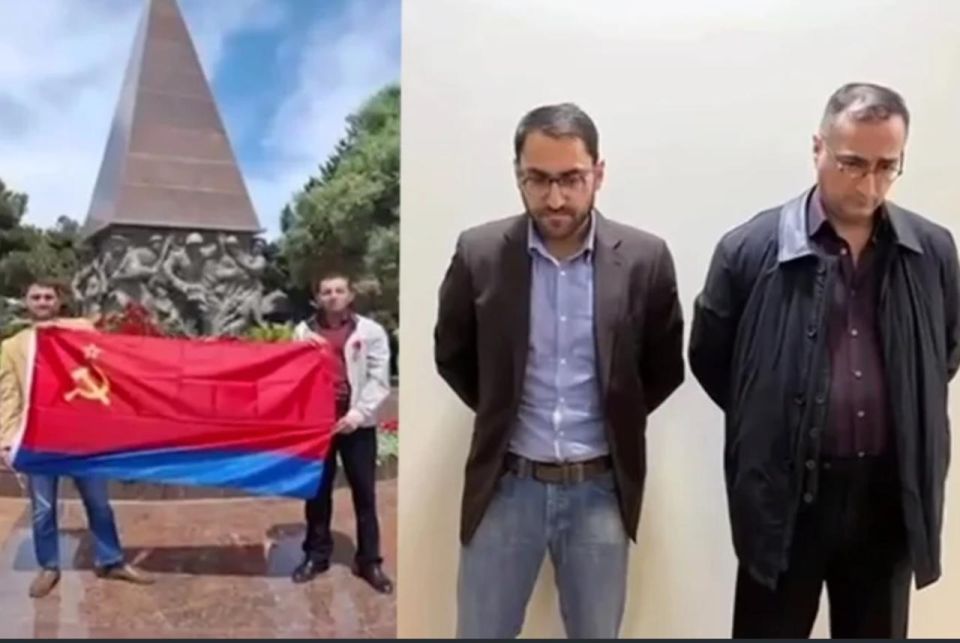 В Азербайджане арестовали двух коммунистов, которые прошли по улицам Баку и развернули у мемориала флаг Азербайджанской ССР