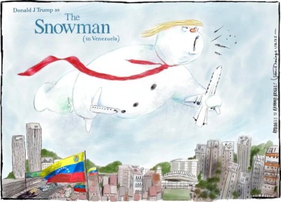 Владимир Корнилов: Газета The Times рисует Трампа в виде снеговика, укравшего самолеты в небе над Венесуэлой