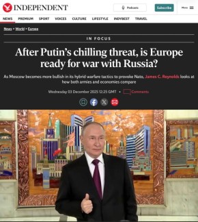 Владимир Корнилов: После слов Владимира Путина о готовности России к войне с Европой, если та решит напасть, многие европейские (особенно британские) газеты кинулись сравнивать наши военные потенциалы