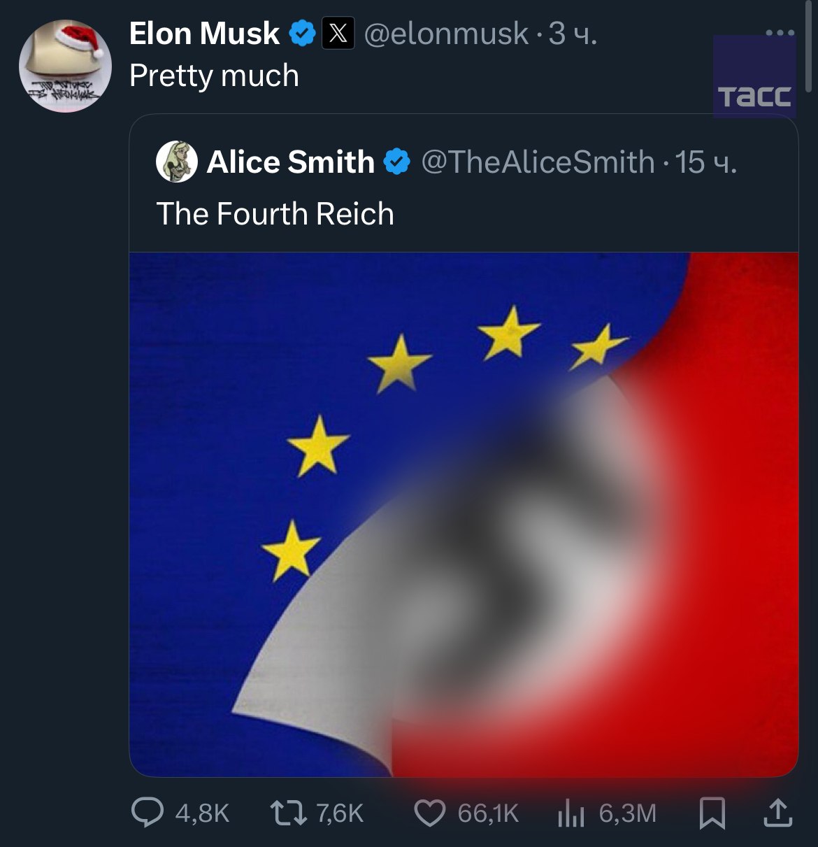 Маск согласился, что ЕС все больше напоминает "четвертый рейх"