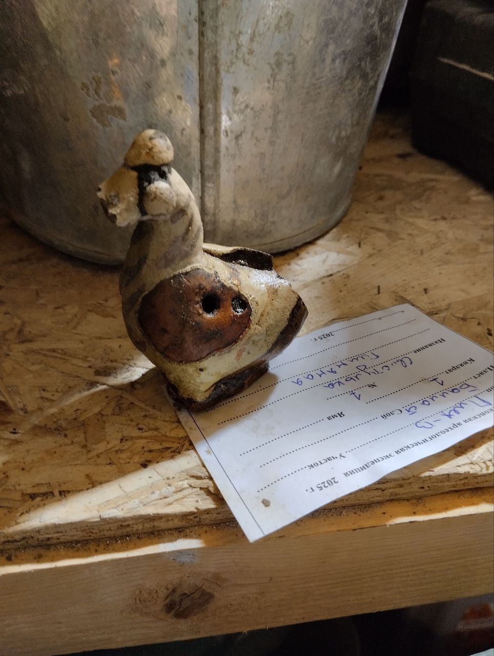 Птичку-свистульку с хохолком обнаружили участники охранного раскопа на Плехановском посаде в Пскове Птичку-свистульку с хохолком обнаружили участники охранного раскопа на Плехановском посаде в Пскове