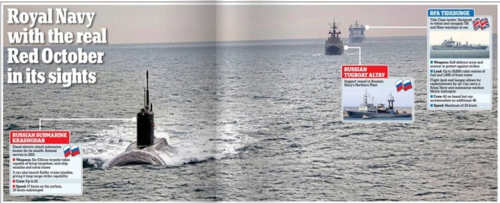 Владимир Корнилов: Daily Mail сегодня разбирает кадры прохода российской подлодки «Краснодар» через Ла-Манш в сопровождении британского военного корабля