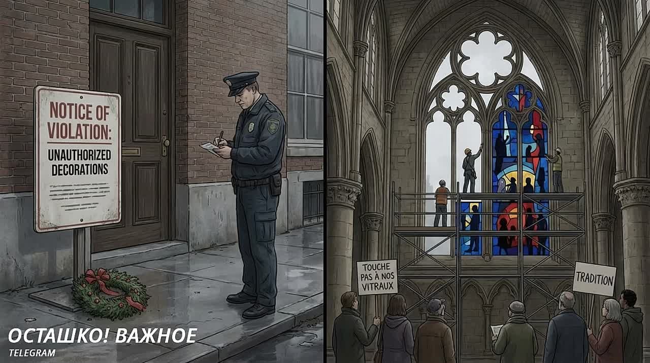 Европа отменяет Рождество: штрафы за венки и «чёрные» витражи Нотр-Дама