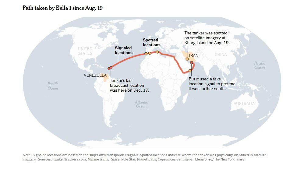 США не могут догнать танкер Bella 1 с российским флагом