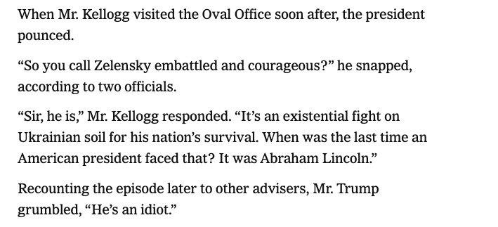 Сергей Мардан: NYT рассказали, что Дональд Трамп назвал Келлога «идиотом» после его слов, что Зеленский «отважный человек, вынужденный сражаться»