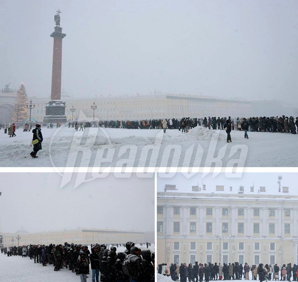 Люди несколько часов стоят на морозе, чтобы попасть в Эрмитаж — очередь растянулась по всей Дворцовой площади