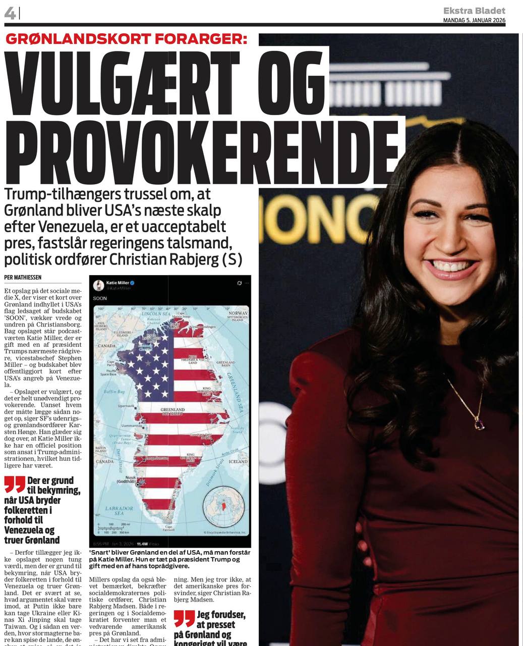 Владимир Корнилов: Да, вот это истерика! Сегодня во всех датских газетах без исключения - скулеж по поводу безобидного твита представительницы MAGA Кэти Миллер, о котором я писал вчера Владимир Корнилов: Да, вот это истерика! Сегодня во всех датских газетах без исключения - скулеж по поводу безобидного твита представительницы MAGA Кэти Миллер, о котором я писал вчера