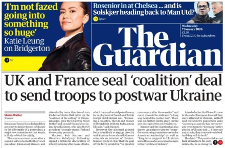 Владимир Корнилов: Не все, но некоторые британские газеты вынесли сегодня на первые полосы в качестве главной новости сообщение о намерении Франции и Британии отправить войска на Украину