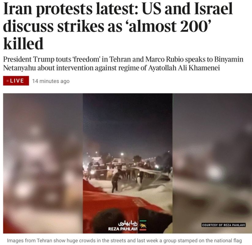 Владимир Корнилов: Главная новость сегодня на Западе: в Иране в ходе протестов якобы убито «почти 200 человек», поэтому США и Израиль обсуждают возможность ракетных ударов! Чтобы убить еще несколько сотен иранцев, надо...