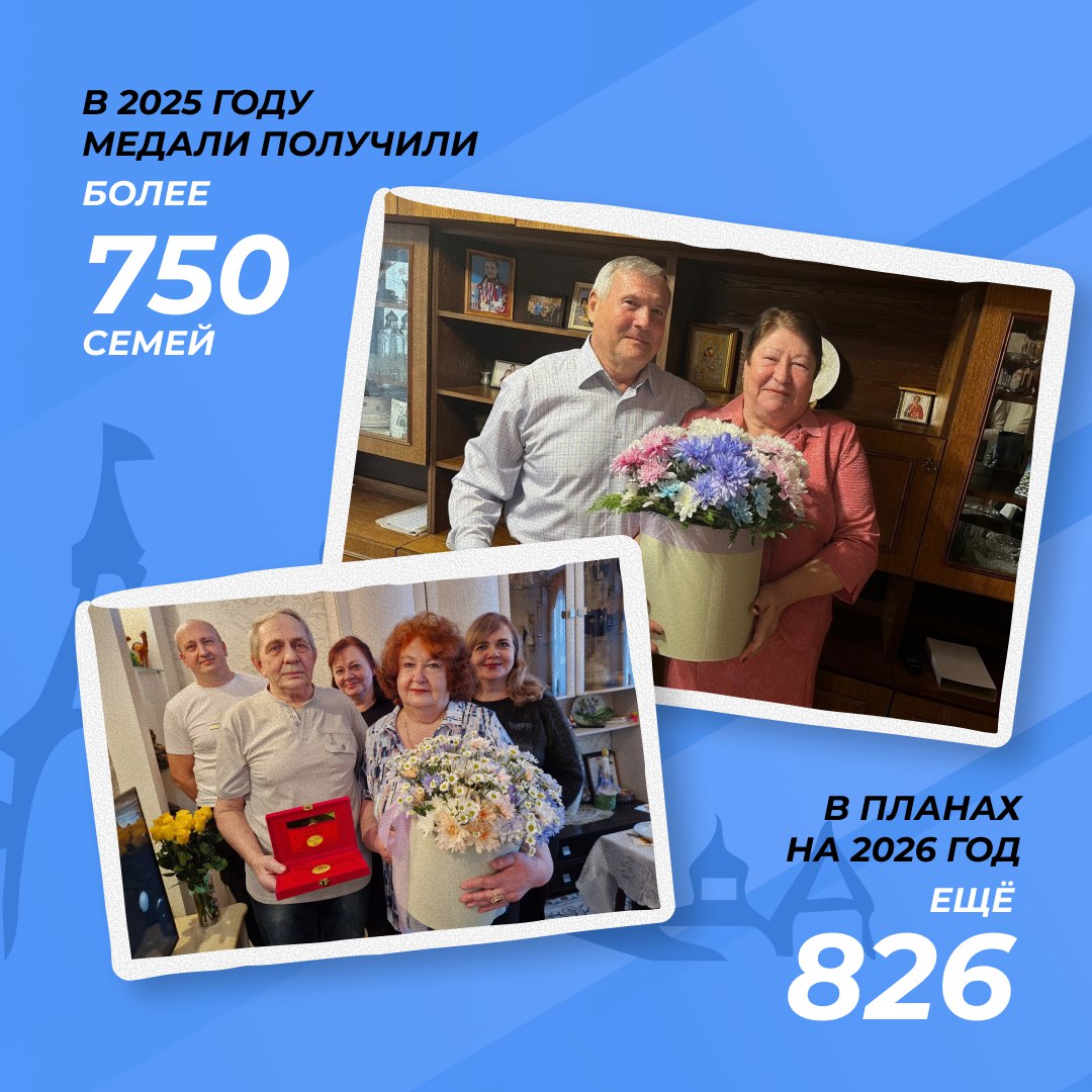 Более 750 семейных пар в Псковской области в 2025 году были удостоены юбилейных медалей «50 лет совместной жизни» Более 750 семейных пар в Псковской области в 2025 году были удостоены юбилейных медалей «50 лет совместной жизни»