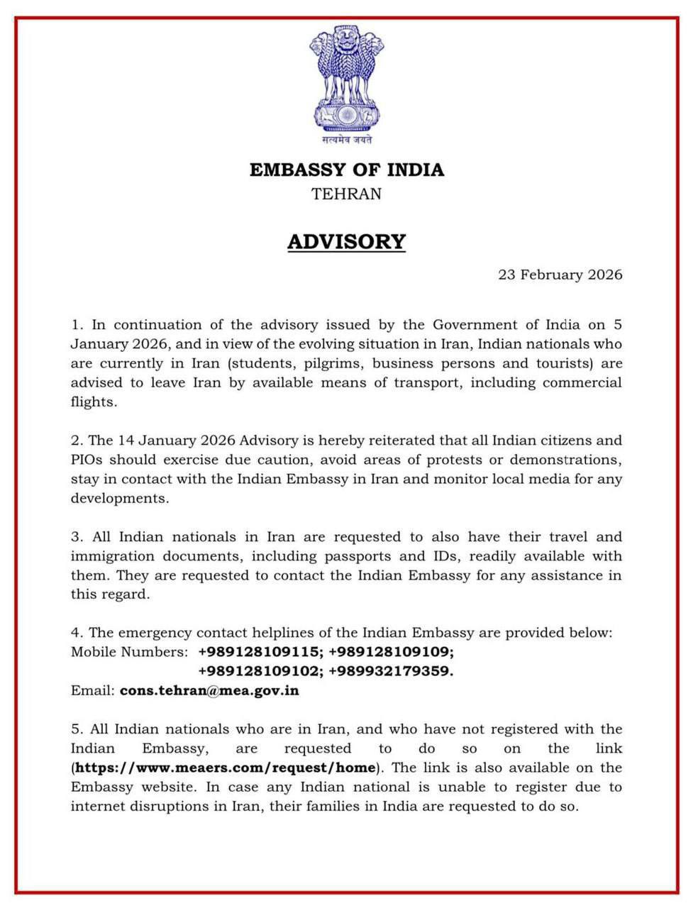 Юрий Котенок: Индия призывает своих граждан любым способом покинуть Иран и сделать это как можно скорее