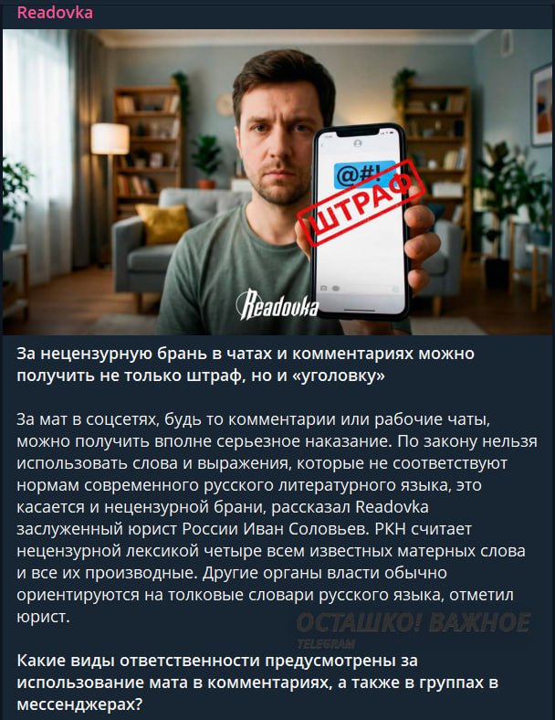 За мат в интернете можно понести серьёзное наказание