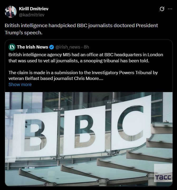 Связанные с британской разведкой журналисты работают на Би-би-си и исправляют речи Трампа, считает Кирилл Дмитриев