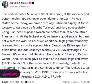 Ракетные запасы США на исходе, особенно Tomahawk, хотя Трамп заявляет обратное