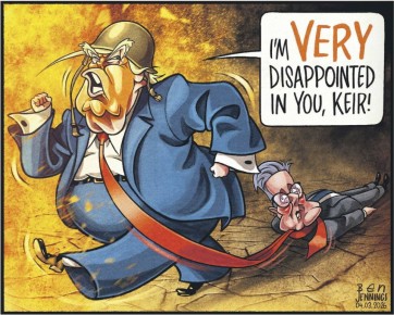 «Я ОЧЕНЬ разочарован в тебе, Кир!» The Guardian наглядно иллюстрирует нынешний уровень взаимоотношений между Трампом и Стармером