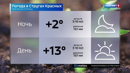 Прогноз погоды в Псковской области на 13 марта