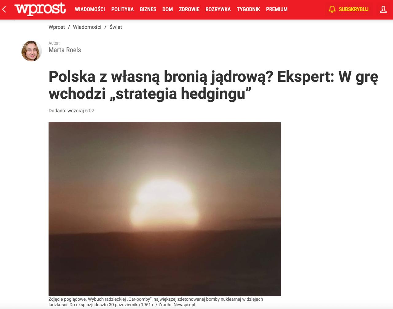 Владимир Корнилов: Поляки продолжают сходить с ума по поводу идеи обзавестись своей атомной бомбой